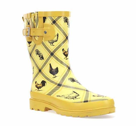 yellow chicken rain boots